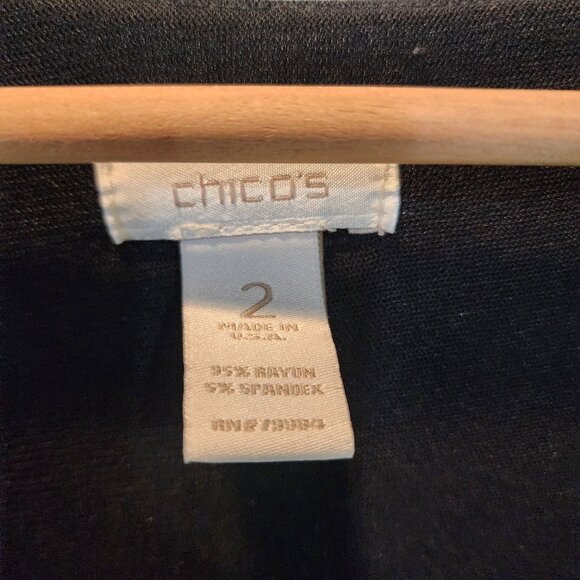 Chicos Black Sleeveless Faux Wrap Dress Size L‎ Rayon/Spandex Blend - Picture 3 of 10